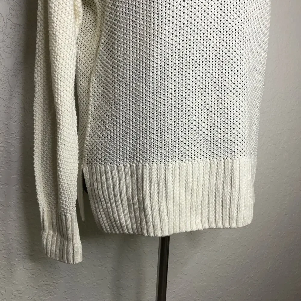 Seafolly Australia Sand Dunes white open knit linen blend sweater size XS NWT